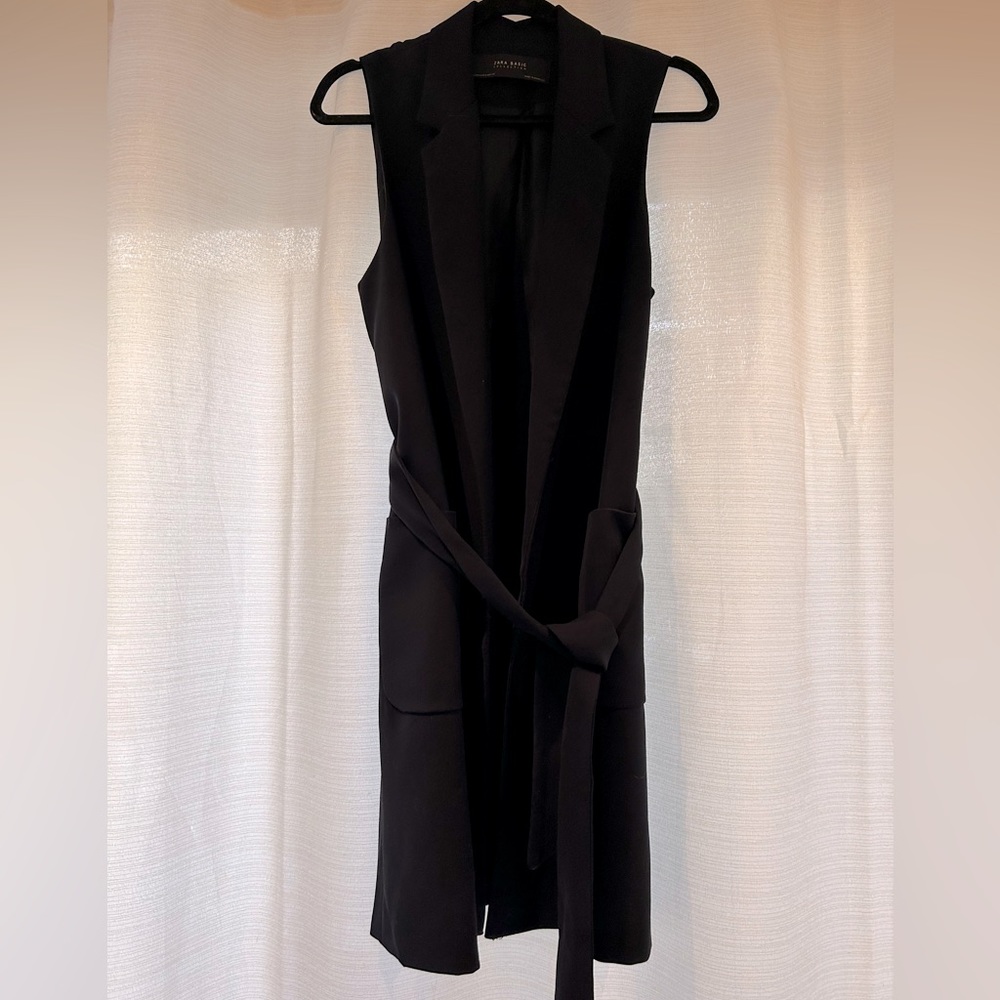 Zara Basics, ladies long belted vest (petticoat),  navy, medium